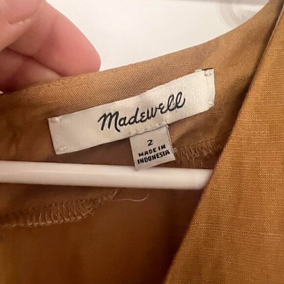 Madewell Linen Blend Dolman Sleeve Tie Waist Midi - Picture 2 of 3
